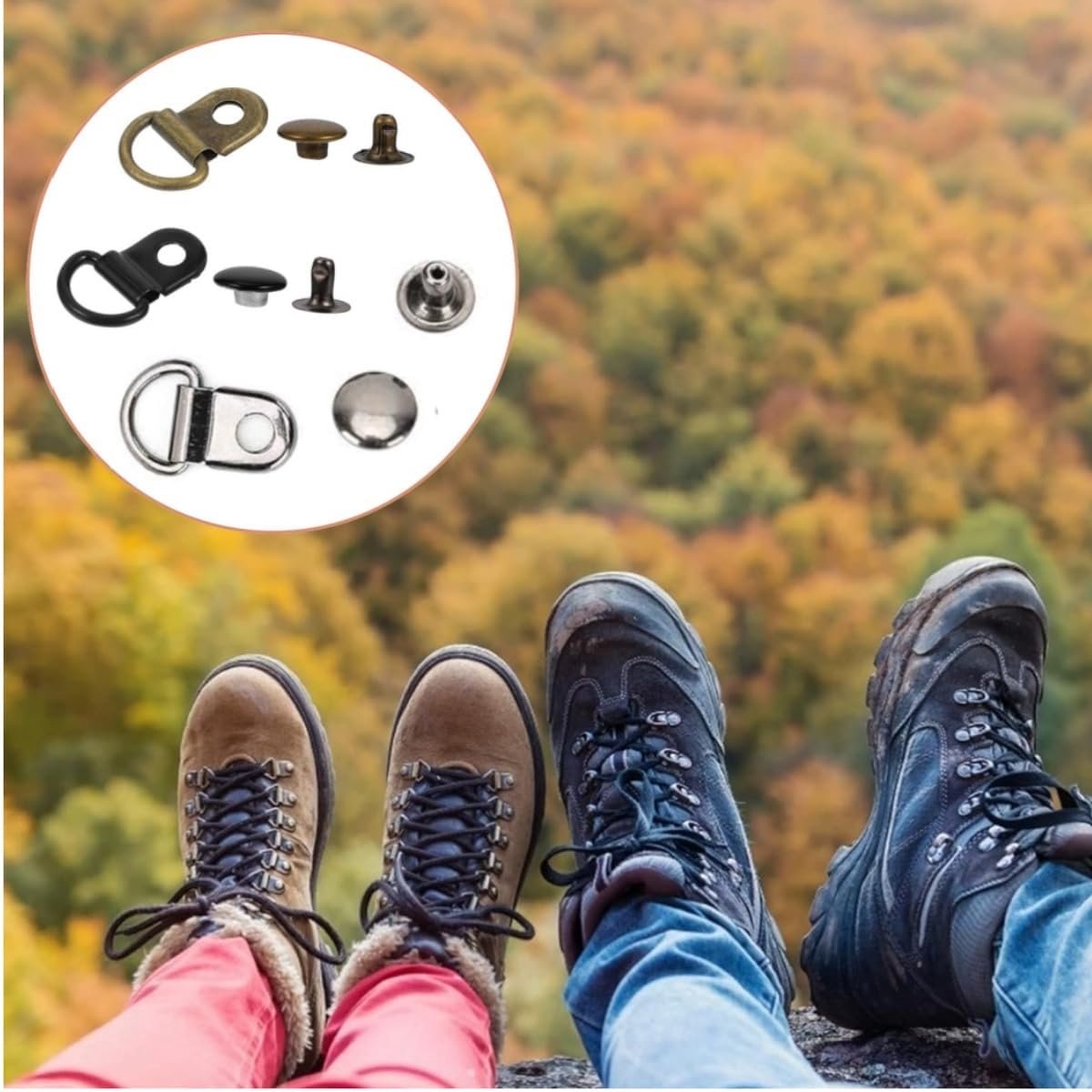 Haken voor laarzen, 30 stuks schoenhaken, haken voor veters, zwart/zilver/brons, robuuste metalen sluitingen voor trekking en camping, duurzame veters