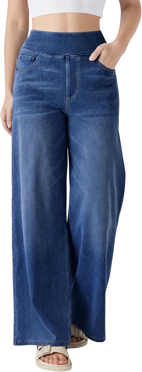 Jeans voor Vrouwen UK Hoge Taille Baggy Brede Pijpen Stretchy Trendy Lichtgewicht Rechte Bootcut Jeans Denim Leggings