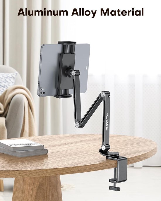 Verstelbare Tablet Stand met 360° Rotatie voor iPad en Smartphones tot 12", Stabiele Arm en Geschikt voor Alle Tablets — afbeelding 2