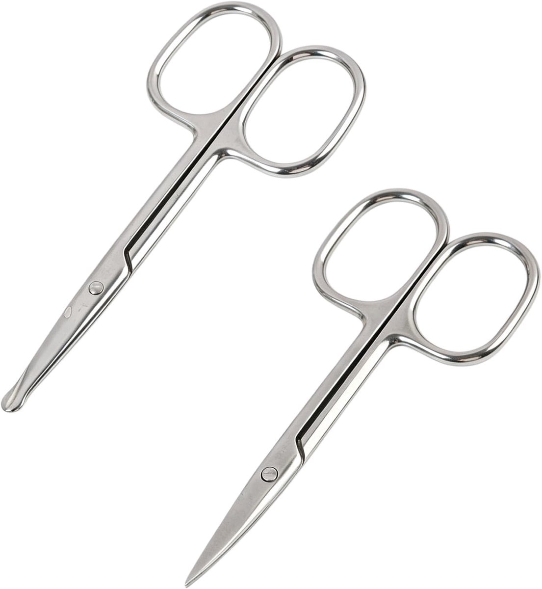 2 stuks vachtschaar, wenkbrauwschaar, baardschaar, neushaarschaar, kleine vachtschaar, roestvrij staal haarschaar met gebogen afgeronde punt voor mannen en vrouwen, voor baard, wimpers, reisset