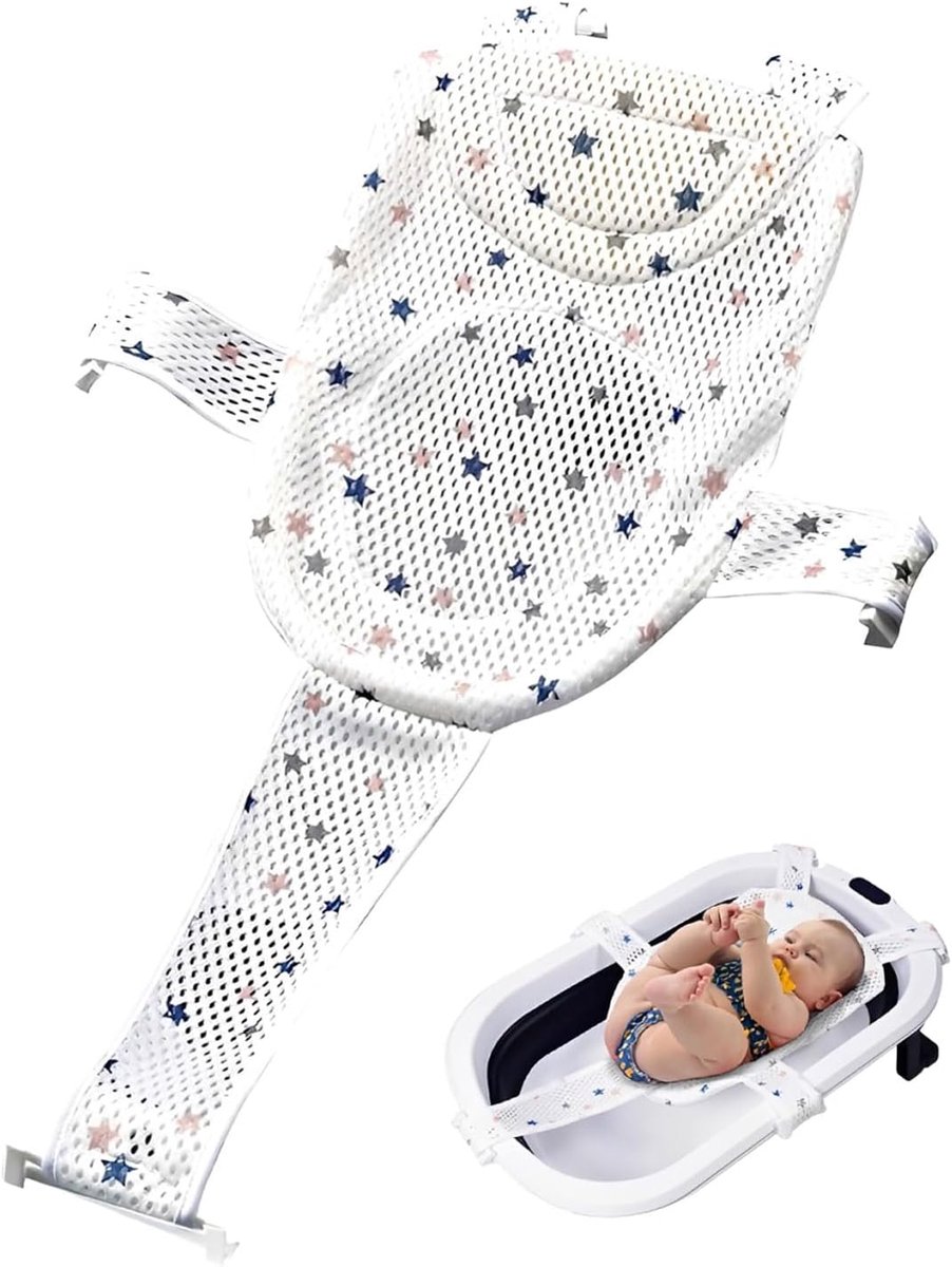 Badstoelkussen voor baby's, 0-3 jaar, antislip, ademende netstof, voor baby's, pasgeborenen, opvouwbaar en comfortabel