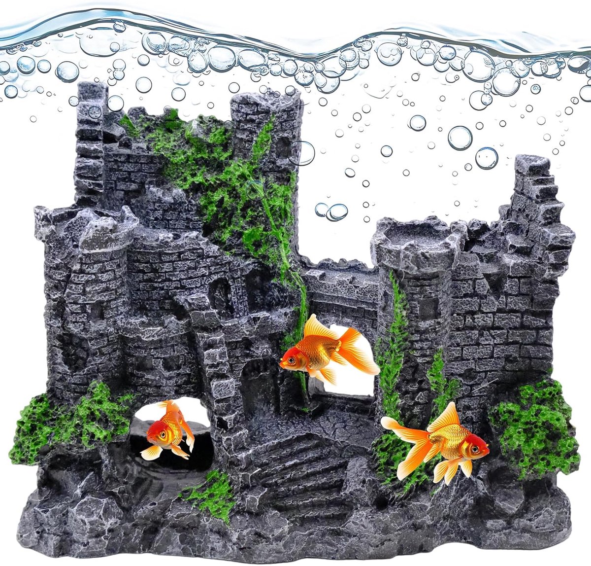 SnelShoppen - Aquarium Decoratie Groot Kasteel, Aquarium Simulatie, Hars Kasteel Ornamenten voor Vis, Garnalen, Schildpad, 17x14x7 cm