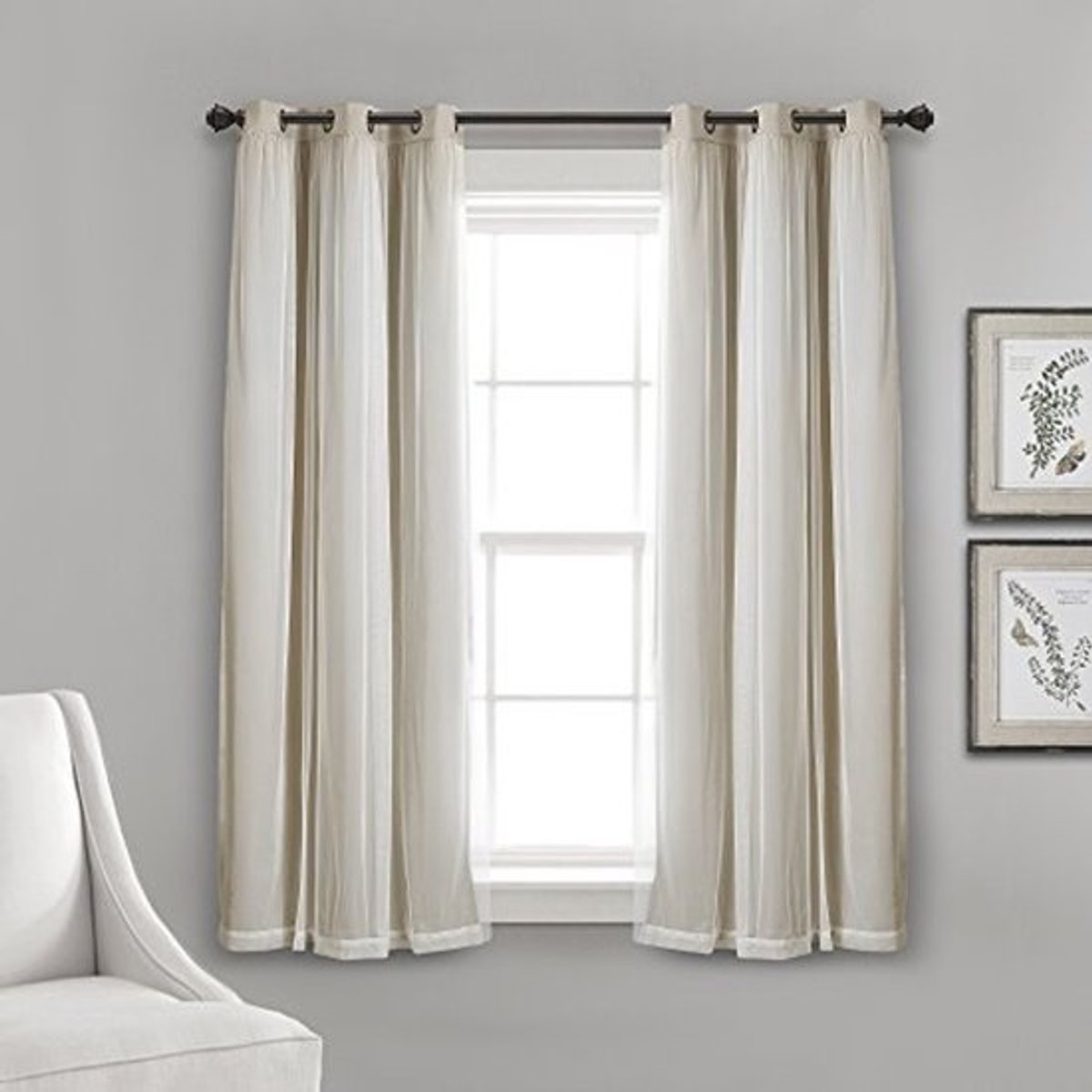 Transparante gordijnen - Met verduisterende voering - 2 panelen - 96,5 x 160 cm - Beige