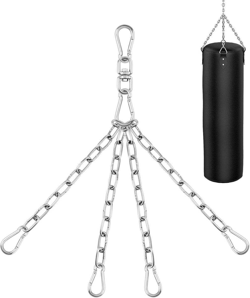 Robuuste 4-strand hangketting voor bokszakken, roestvrijstalen kettingen, 50 cm lang, 360 graden draaibaar, maximaal 70 kg draagvermogen
