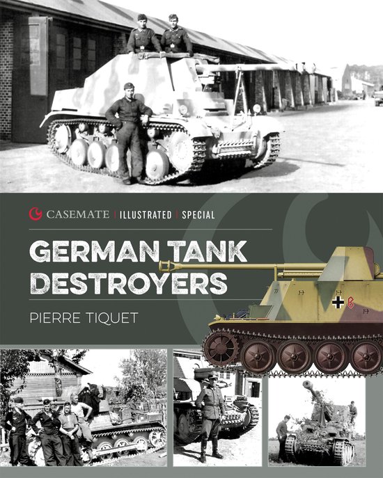 Militair boek over Duitse tankjagers met illustraties van tanks en soldaten.