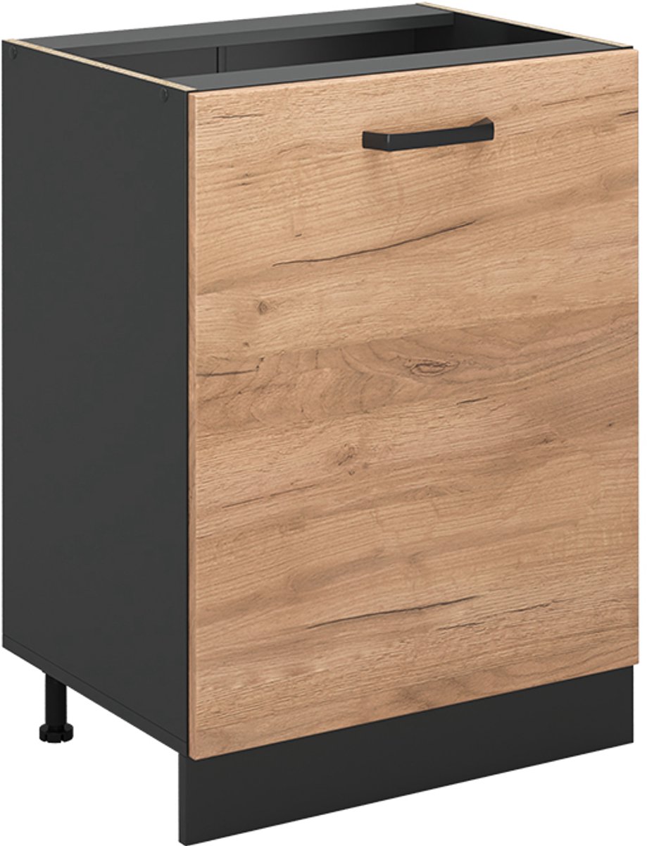 Vicco Keukenonderkast R-Line, Goudkleurig Eiken/Antraciet, 60 cm met 1 deur zonder werkblad