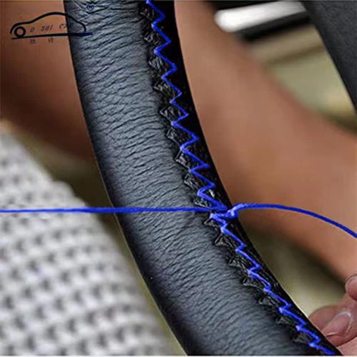 SnelShoppen - Do-it-yourself stuurwielhoezen van zacht leer - Universeel - 37-38 cm - Duurzaam en milieuvriendelijk - Blauw - Interieuraccessoires voo