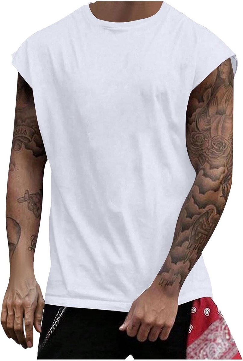 Tanktop voor heren, slim fit, casual, mouwloos, ademend, comfortabel, licht, effen, voor zomer, training en sportschool
