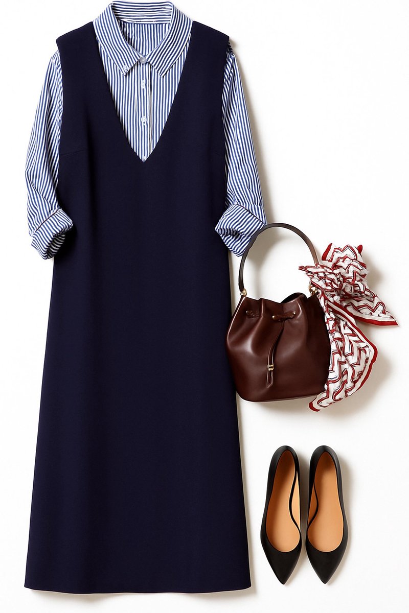 Touché Privé - Crepe jurk met V-hals - Marine - Dames