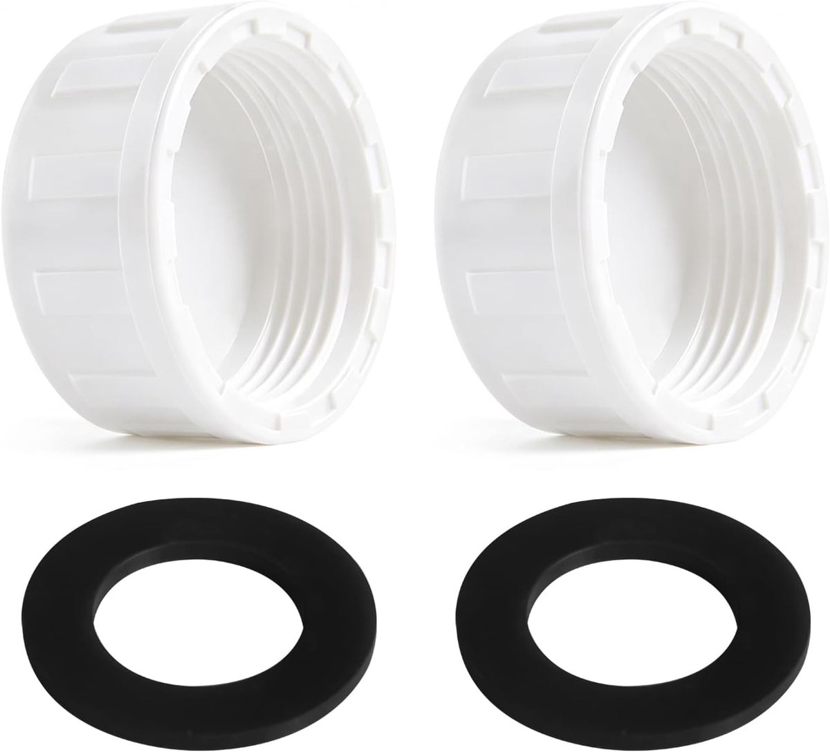 2 stuks PVC schroefdop buisuiteinde met pakking, G1" 32 mm, wit