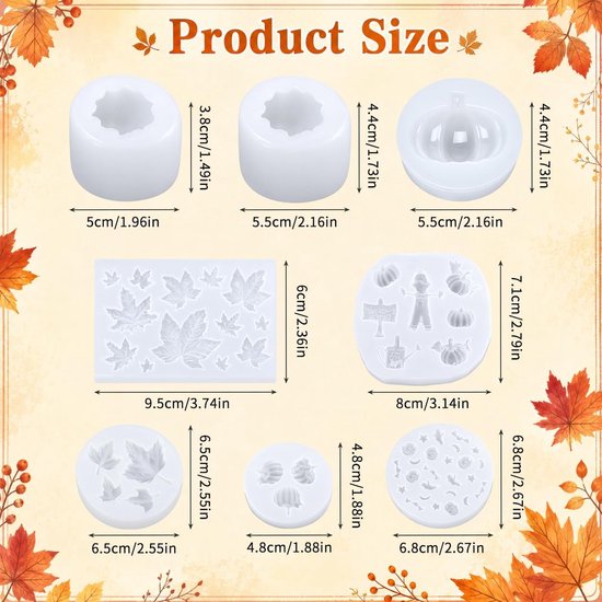 8 siliconen vormen, pompoenkaars, 3D-vorm, herfst, C — afbeelding 2