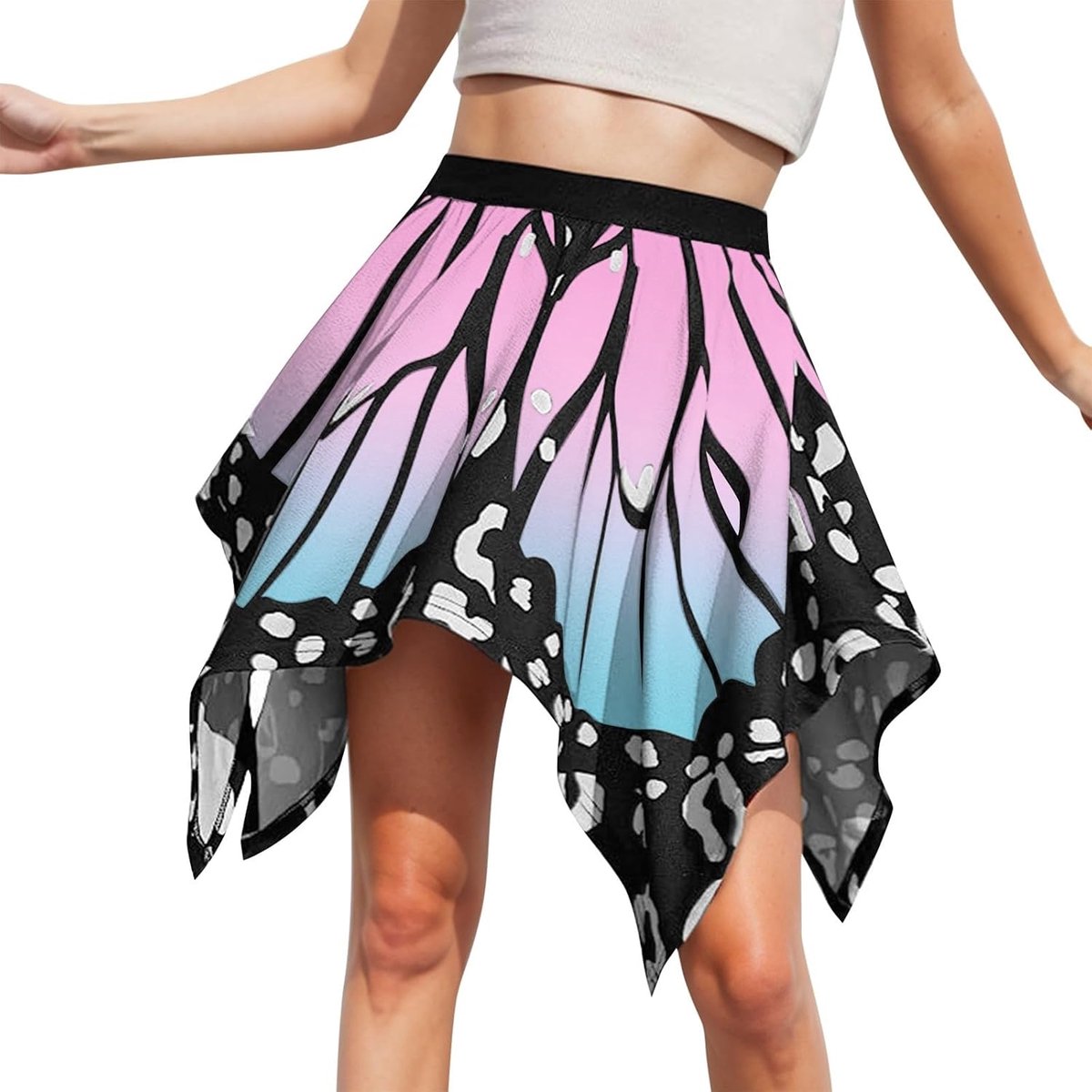 Damesrok met hoge taille, plooien, trapezium, portemonnee, uitlopend, gestreept, rekbaar, dagelijks gebruik, vakantie, strand, cocktail, satijn, fluweel, tule A61