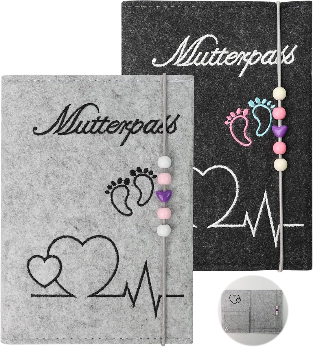 Beschermhoesje voor moederpaspoort, vilt, 2 stuks, beschermhoes voor