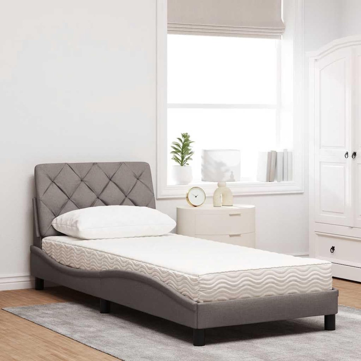 Stof schuimmatras slaapkamer lattenbodem Taupe 80x200 cm