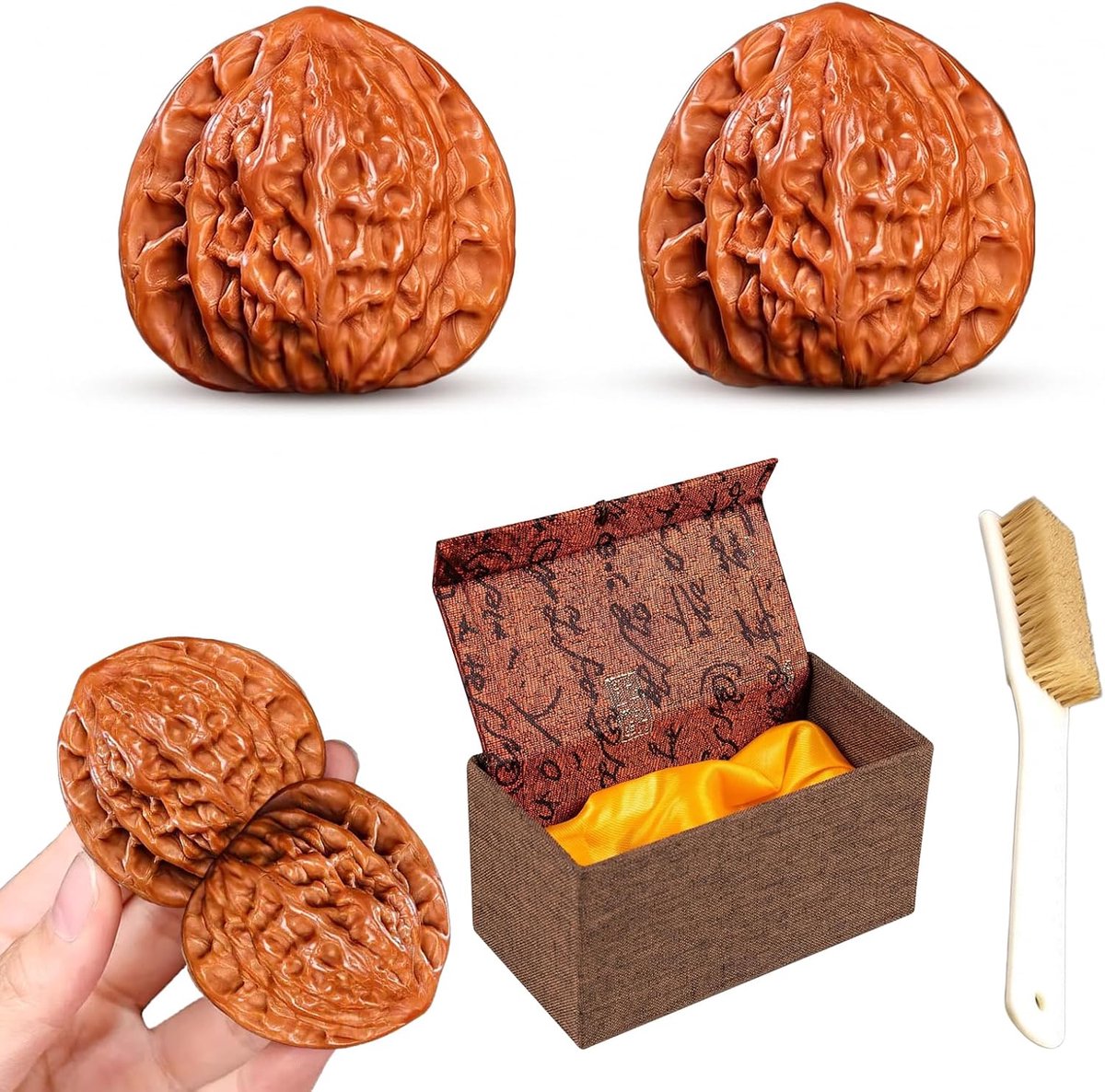 2 stuks Wenwan walnoten fidget toys, natuurlijke wenwan walnoten