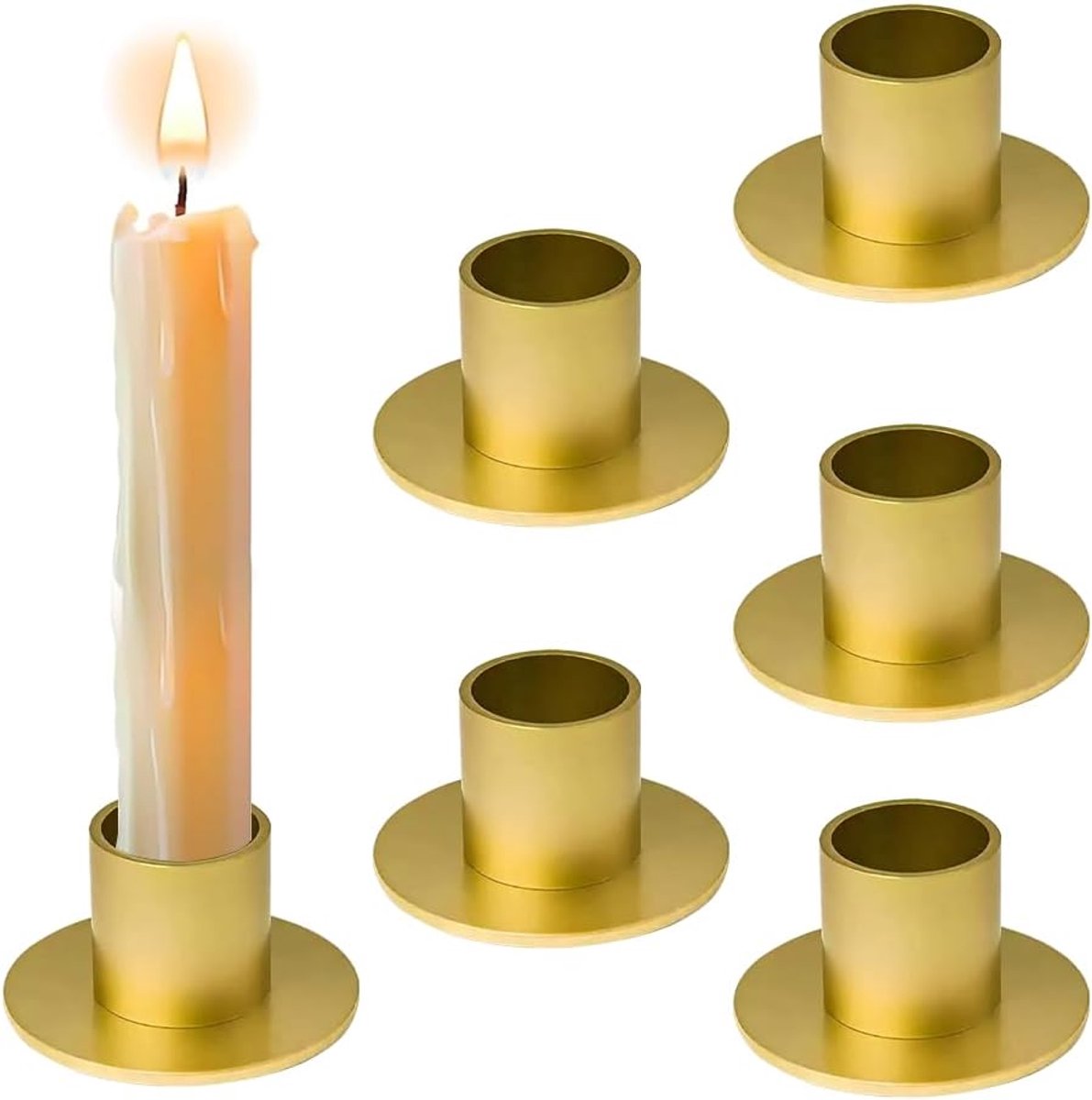 6 stuks kaarsenstandaard goud, kaarsenhouder staafkaars Ø 2,2 cm