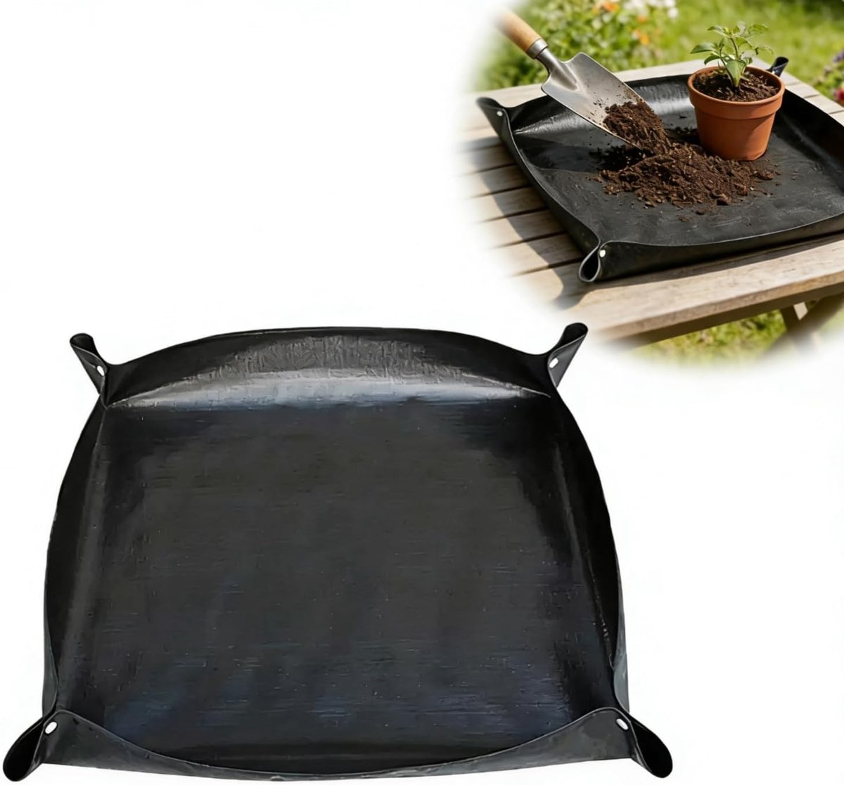 Plantenverpotmat 100 x 100 cm - waterdichte tuinmat - opvouwbaar - ideaal voor verpotten - ShopVlot