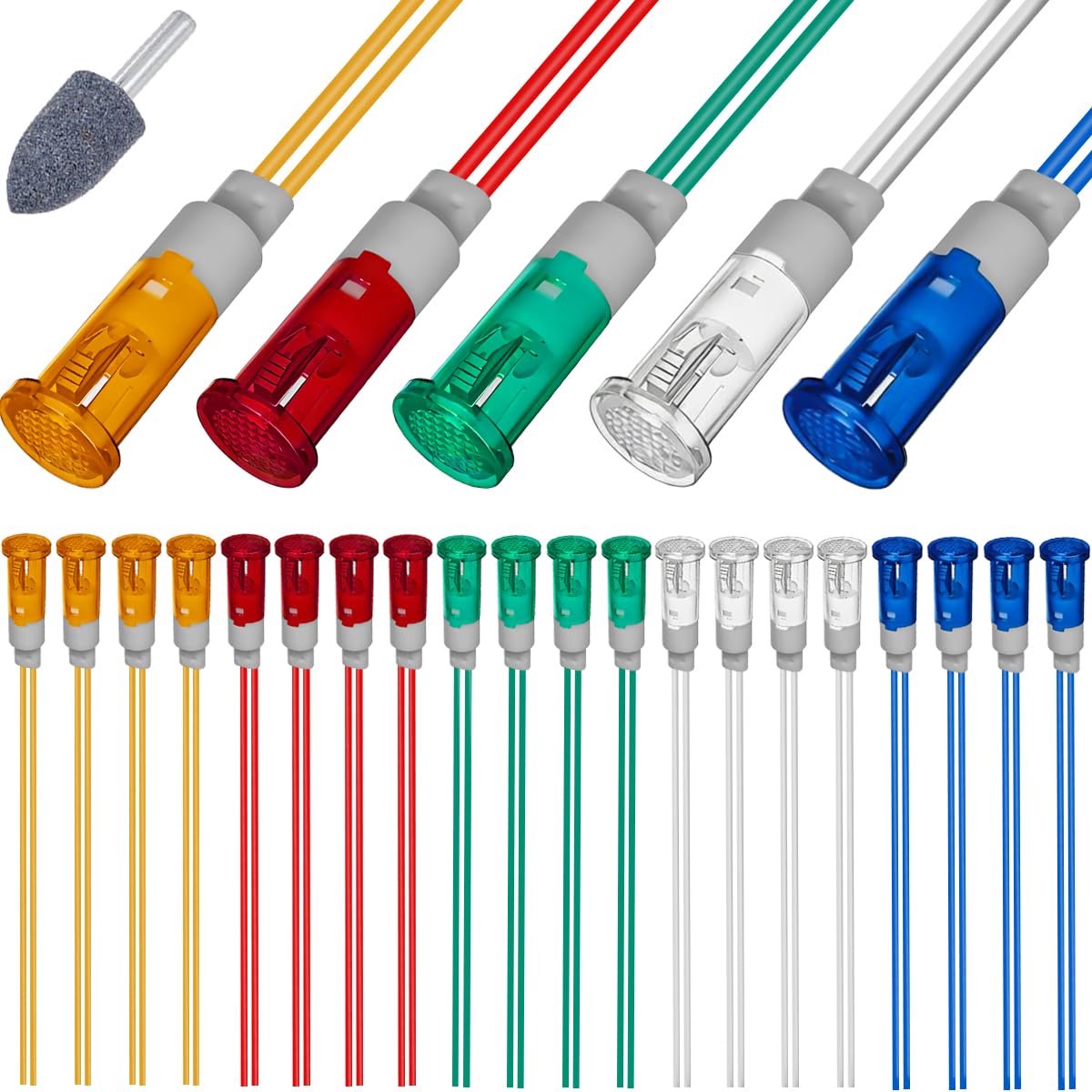 10 mm LED Indicator Light, Energy Saving LED Indicator Light, Voltage Warning Light, DC 24 V with 20 cm Cable, MDX-11A - ShopVlot