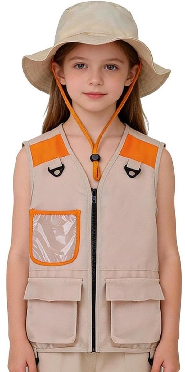 Polyester PU-kinderset - Safari-vestset voor 4–8 jaar | Outdoor Adventure Catcher Kit | Camping Explorer-hutten voor jongens en meisjes | Draagbare rollenspelaccessoires