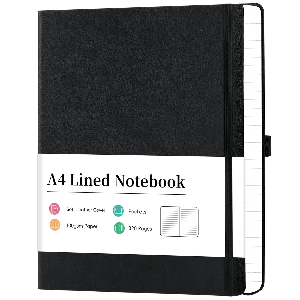 Notitieboek A4 - Gelinieerd papier - Kunstleer hardcover - Perfect voor klassiek schrijven - ShopVlot