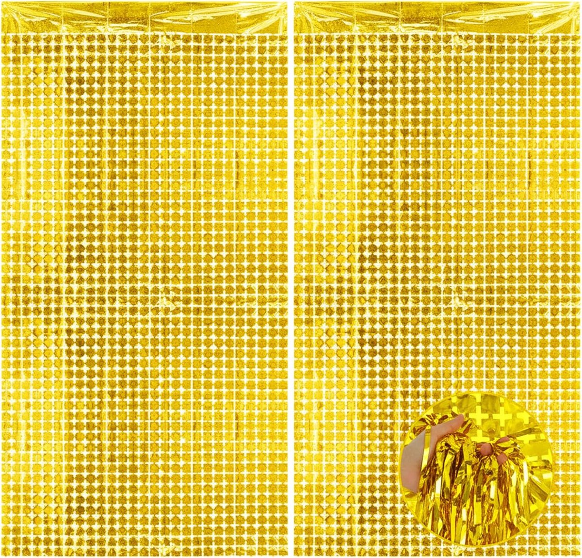 Lametta Curtains, Gold, 1 x 2 m, Glitter Curtain, Lambette Foil Fringes, Background for Party Decoration, Birthday - ShopVlot