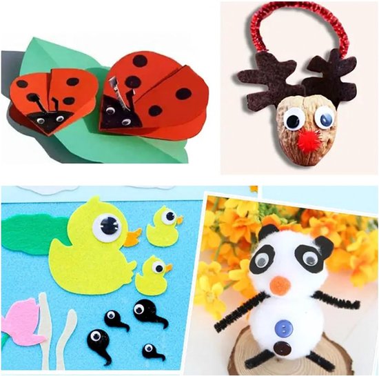 Ogen van kunststof, wiebelogen, gegolfd, verschillende maten, zelfklevende ogen voor knutselwerk, scrapbooking, decoratie (1280) — afbeelding 2