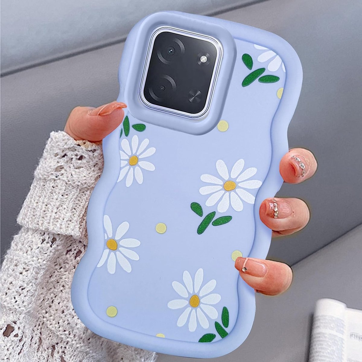 Hoesje voor Xiaomi Poco C85 4G Hoesje,Krullende Golven Framevorm Telefoonhoes Schattige Vrouwen Meisjes Siliconen TPU Bumper Krasbestendig Stootvaste Beschermhoes-Paars