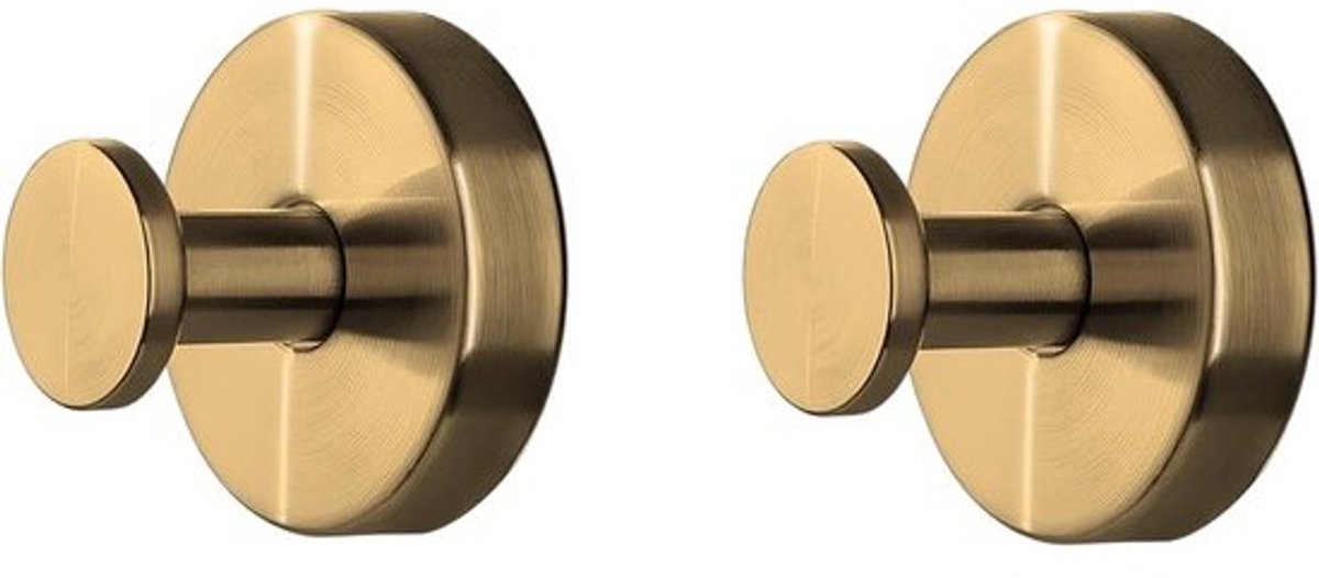 RVS Zuignap Haken Set van 2 - Handdoekhaken voor Badkamer en Keuken (Goud)
