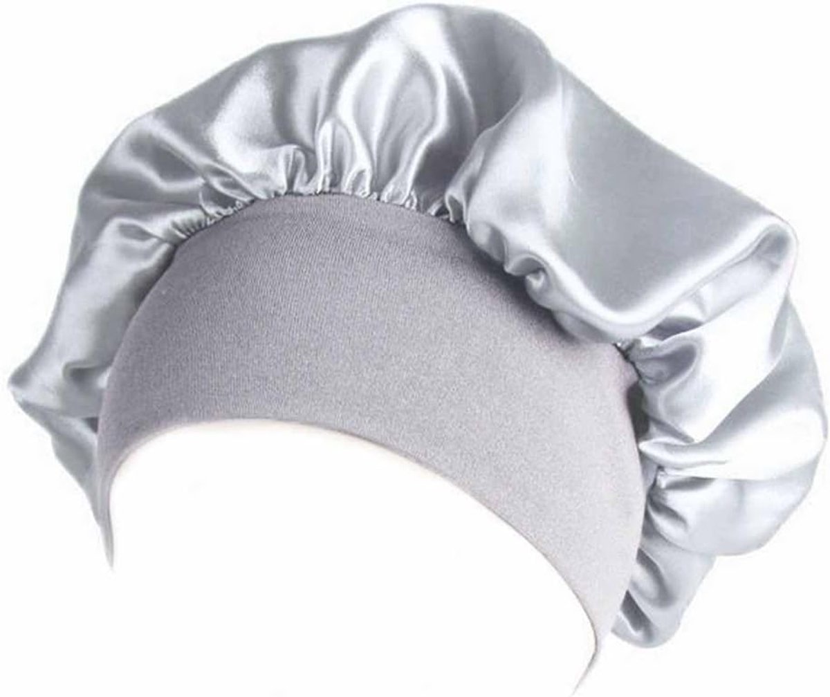 Slaapmuts, satijnen haarmuts met brede elastische band, zijden muts om te slapen, verstelbare elastische bonnet, zacht, ademend, haarbescherming voor dames en meisjes