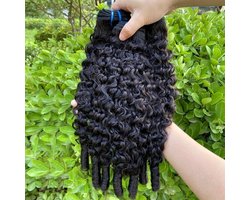 100% Virgin Human Hair Burmese Kinky Curly Bundles, Double Weft, High-Density 100g（±5g）, No Tangling No Shedding, Dyeable and Bleachable 14 inch