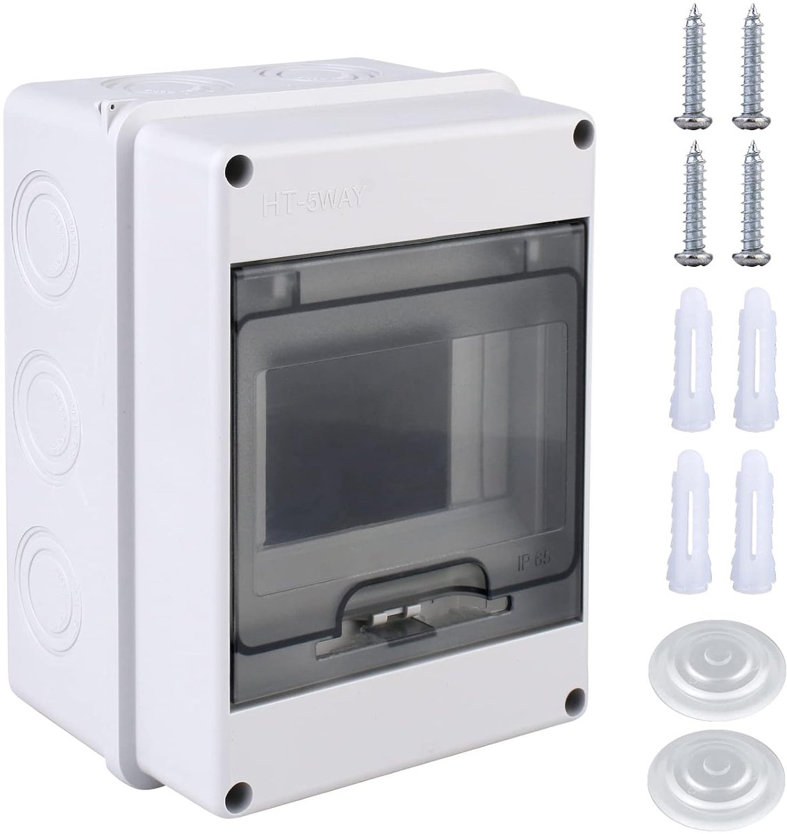 Controlekast IP65 buitengebruik - 5 modules - ABS grijs - waterdicht en impactbestendig - ShopVlot