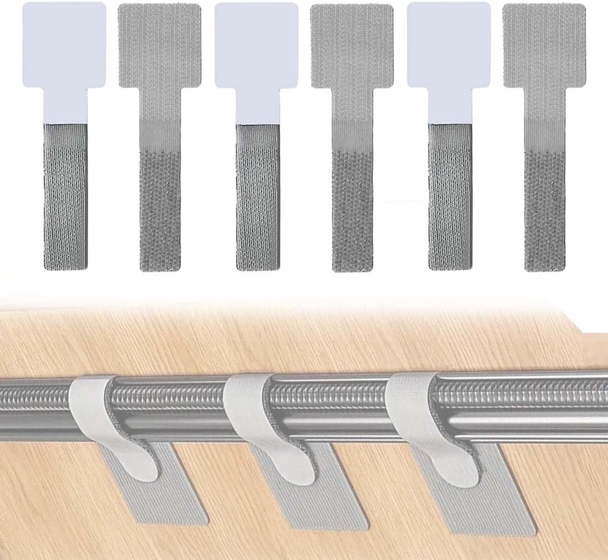 60 cable ties for attaching under the desk, self-adhesive, with hook and ring, organizer for cables for TV, PC - ShopVlot