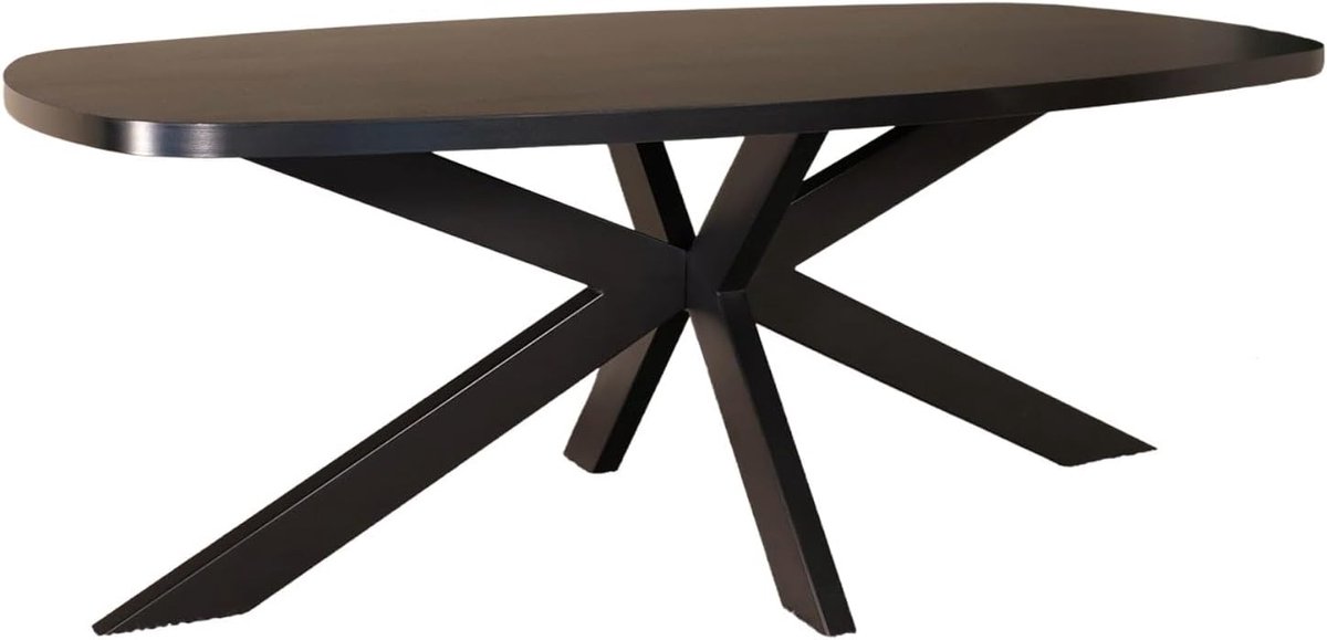Eettafel Leco deens ovaal 200cm zwart melamine ovale tafel eetkamertafel