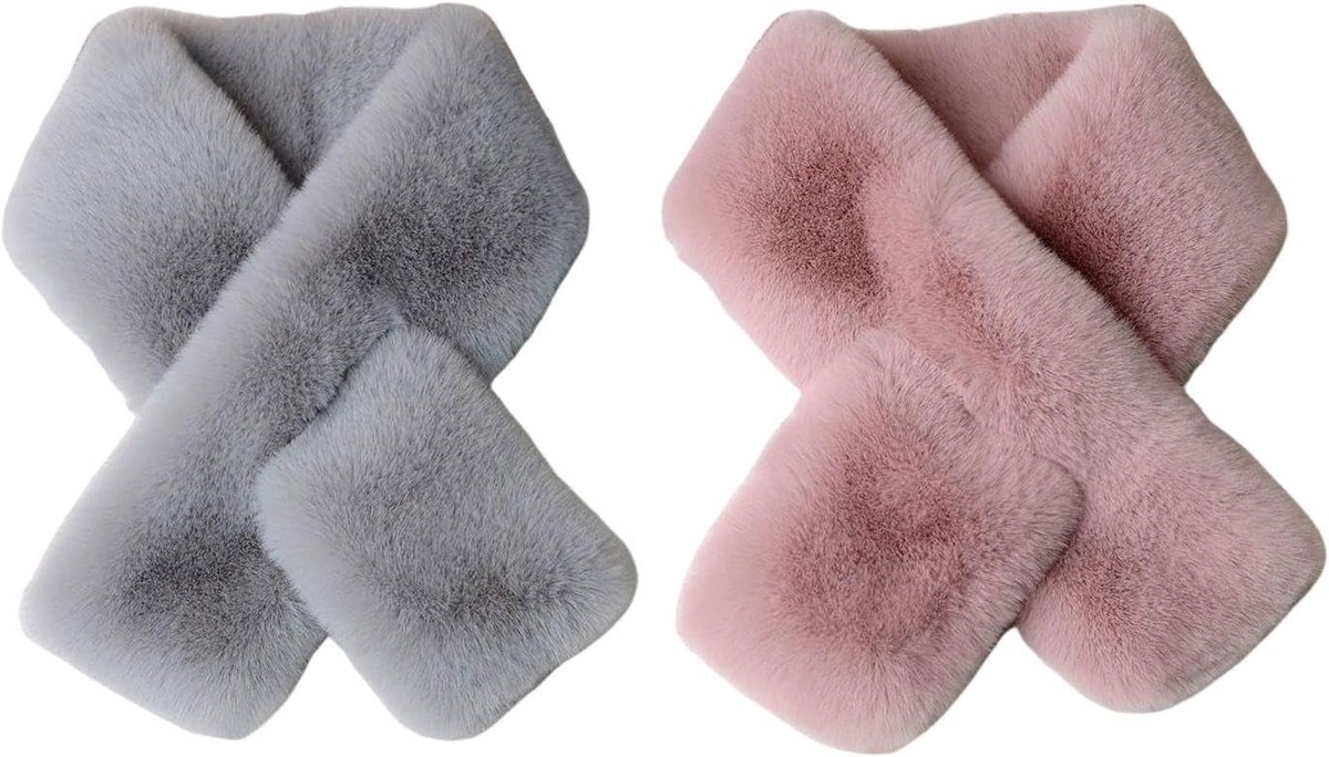 2 stuks zachte en warme sjaal, pluche sjaal, wintersjaal voor kinderen, eenvoudige klassieke sjaal, winterbescherming tegen kou, roze, M