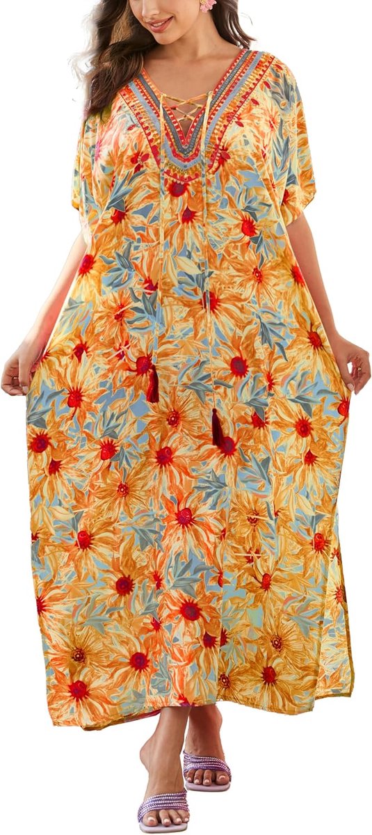 Lange Kaftan Nachtjapon Ruime Homewear Oversized Maxi Kimono Cover Ups Gewaden