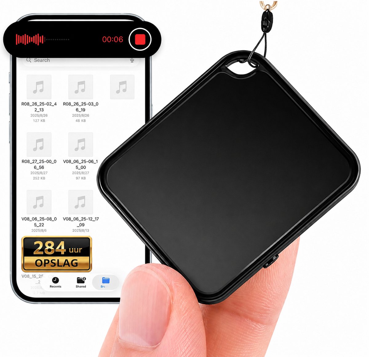Mondura VoxPro Voice Recorder 16GB met 284 uur opslag - Mondura - €28,95