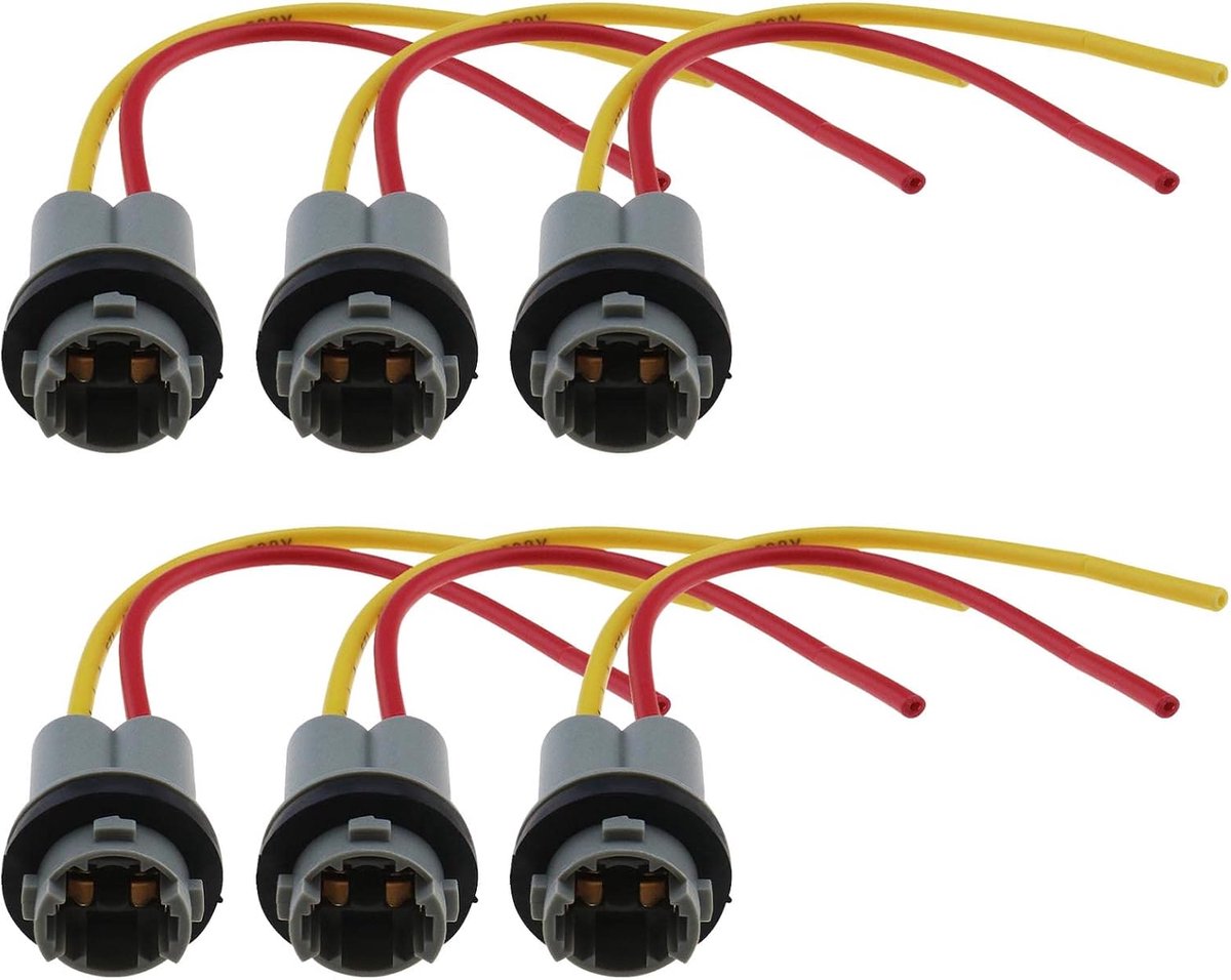 6 Stks Gloeilamp Socket Vervanging Compatibel met T10 T13 T15 Auto Licht Socket Adapter Lamp Draad Harnas Connector voor Auto Fiets Vrachtwagens Boten