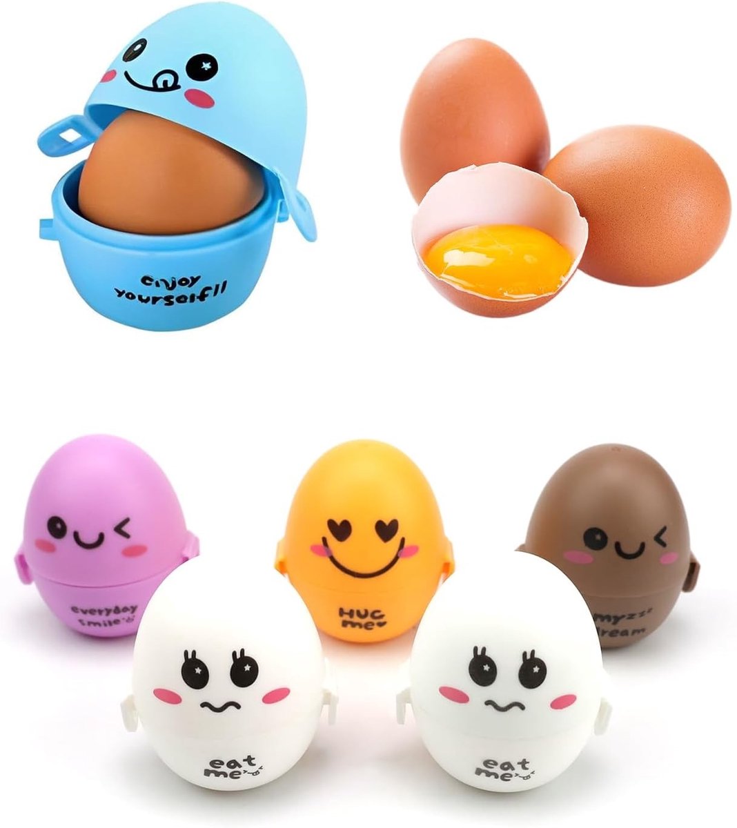 Set van 6 Eivormige Plastic Eieren Dozen, Draagbare Opberging voor Eieren, Reizen, Snoep en Chocolade, Verkrijgbaar in 5 Kleuren