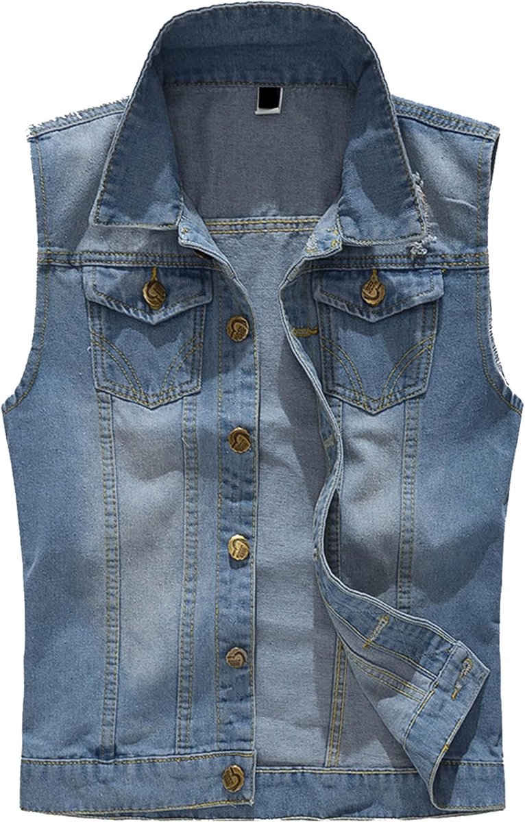 Jeans mannenvest met revers