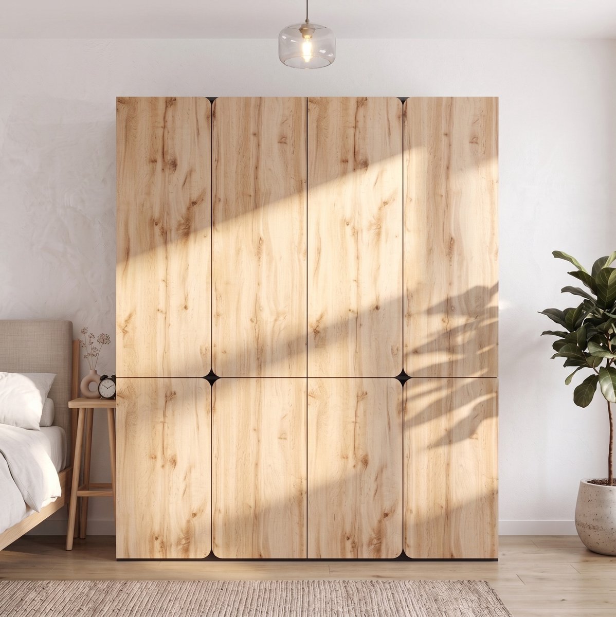 STILVORA Kledingkast - 8 Draaideuren, 2 Kledingroedes En 6 Lades - Voor Slaapkamer, Hal Of Kantoor - MDF En Spaanplaat - 180x50x200 Cm - Eikenlook Wood
