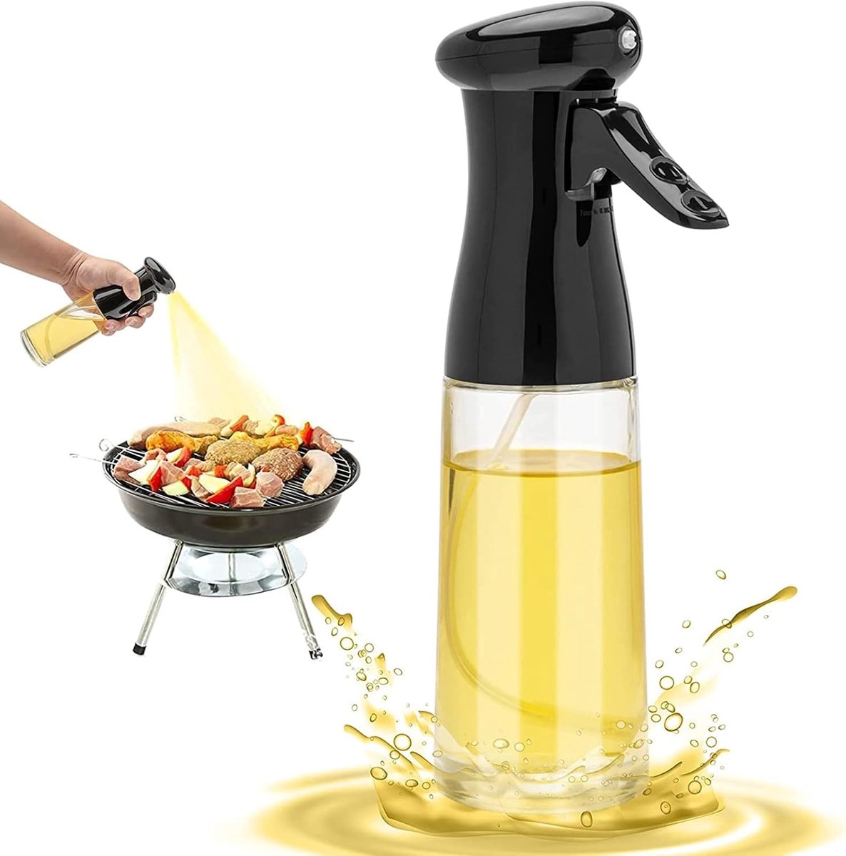 Oliesproeier, 300 ml, voor olijfolie, oliesprays van kunststof, hoogwaardige oliedispenser voor olie, geschikt voor grillen met friteuse, bakken, salades