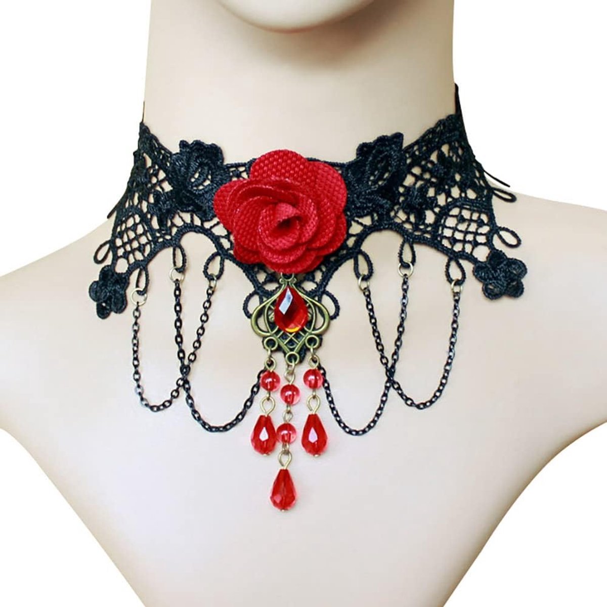 Gothic Black Sexy Lace Necklaces Tassel Collar Choker Halloween Party Accessories for Women Girls (Black Necklace 11) - ShopVlot
