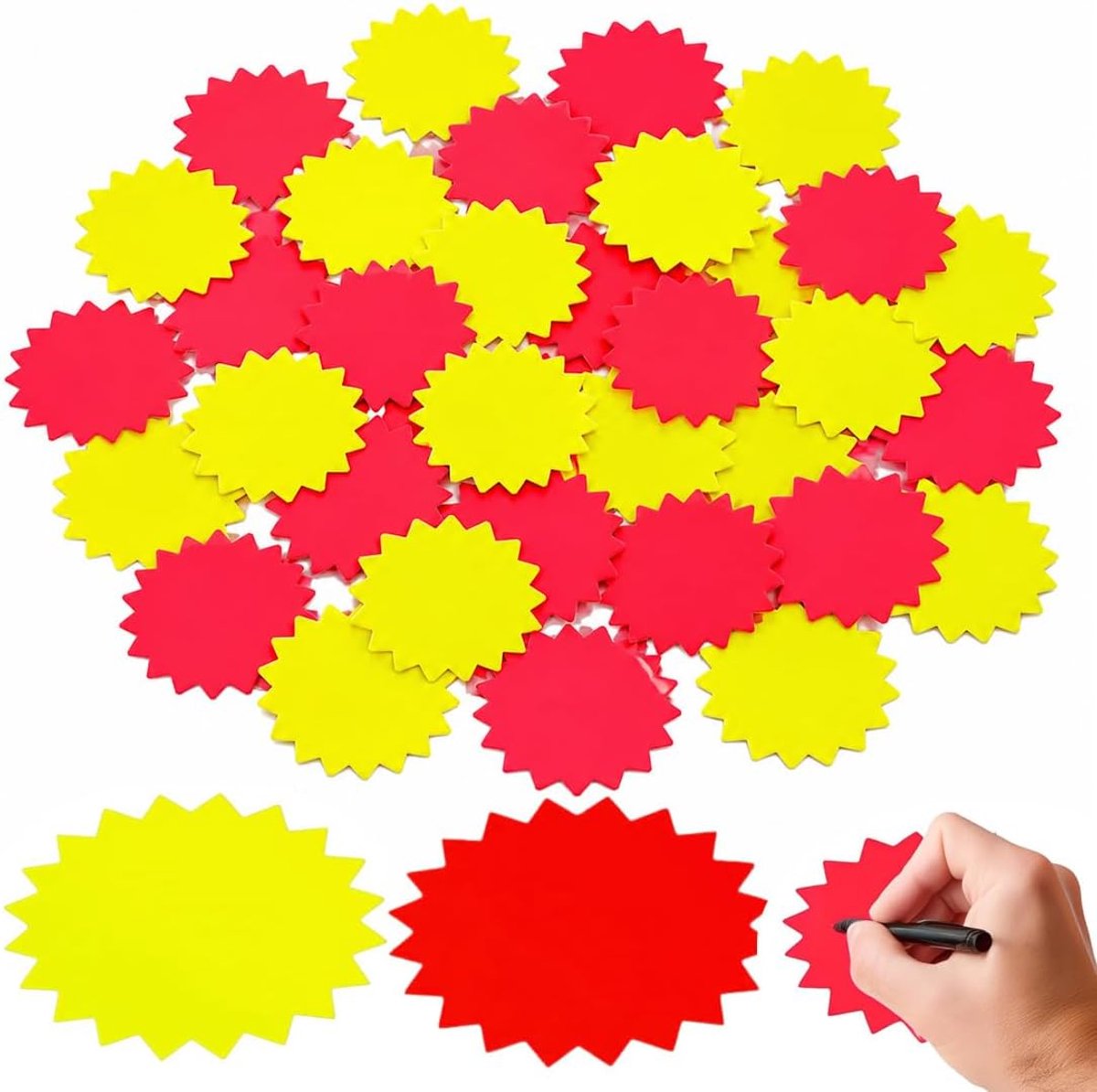 Prijsetiketten, 40 stuks, 8 x 11 cm, 20 rood en 20 geel, lege verkoopstickers - ShopVlot