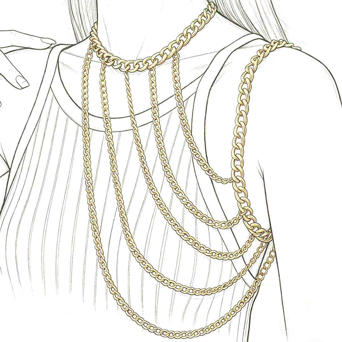 Sexy U-shaped Tassels One-Shoulder Body Chain Neck Necklace Necklace Body Accessories Jewelry For Women and Girls - ShopVlot