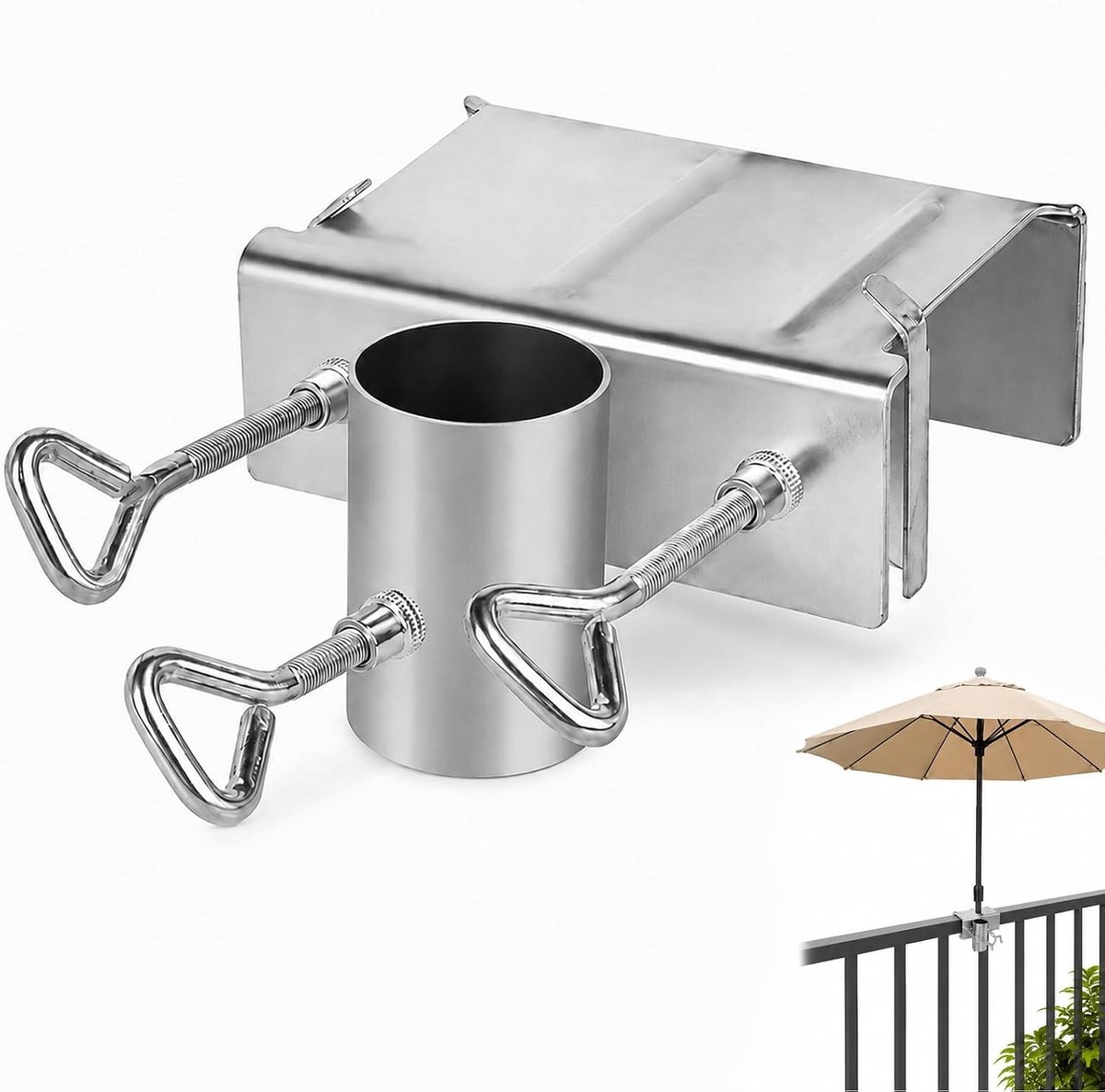 Parasolhouder voor balkonleuningen, verstelbaar zonder boren, parasolhouder voor balkon, terras, tuin - ShopVlot