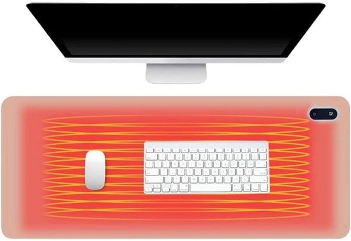 Bureauonderlegger met verwarming - digitaal display - Roze - 80 x 33 cm - Instelbare temperatuur - Verwarmde muismat