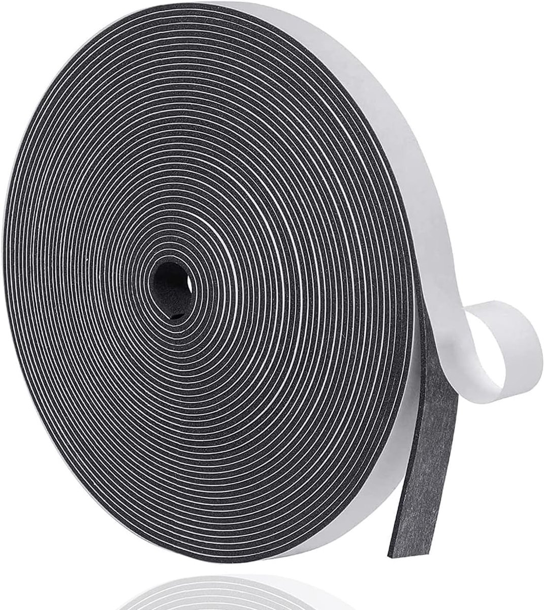Zelfklevendt Afdichtstrip Deur Rubberstrip 12x1.5mm x 10m zwart | Boorvrije silicone pakkingstrip voor buitendeuren: weerbestendig waterdicht stofdicht geluidsisolerend en beschermt tegen