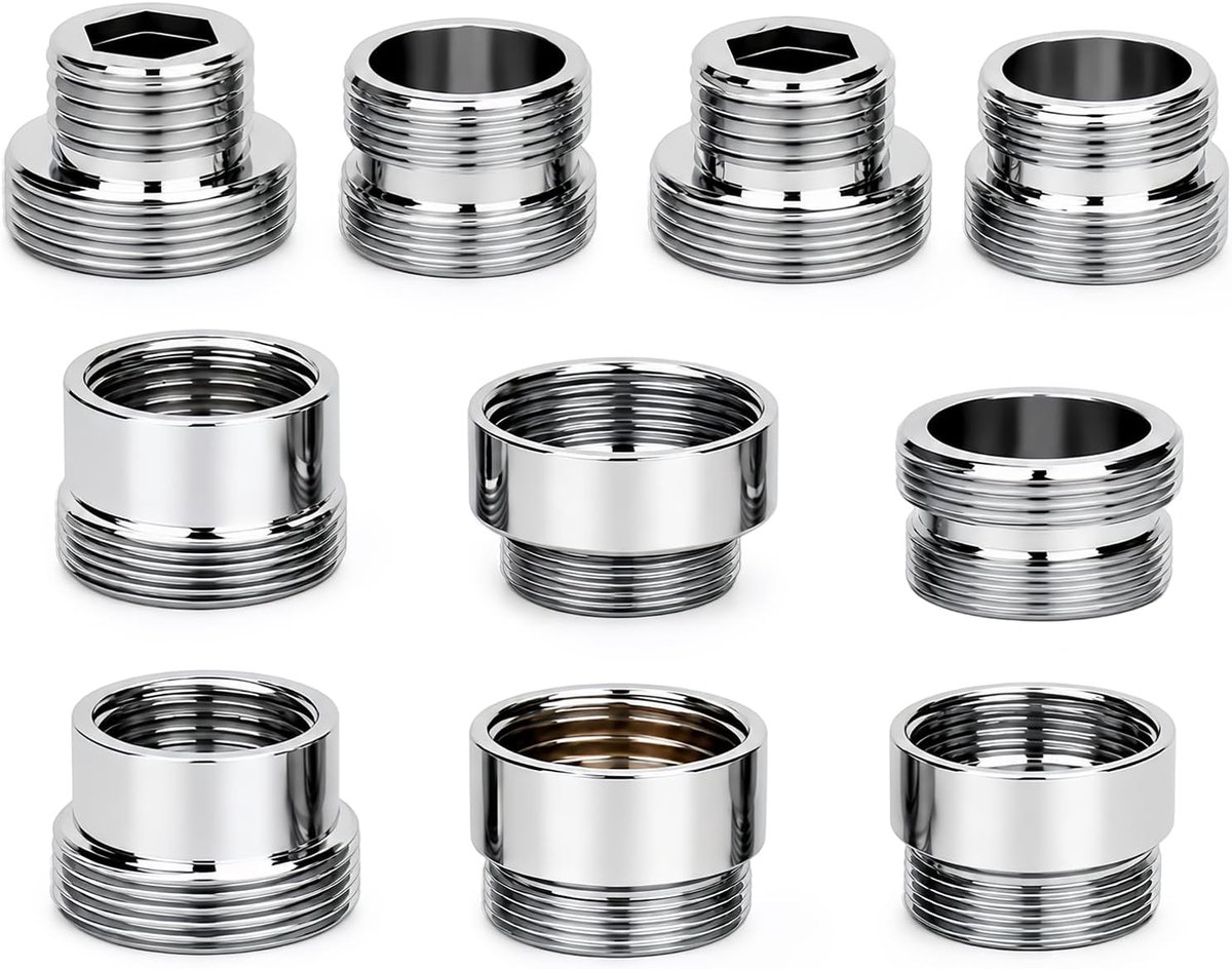 10 stuks keukenkraanadapters, 16 mm naar 24 mm, mannelijk/vrouwelijk converter voor beluchter en vaatwasser