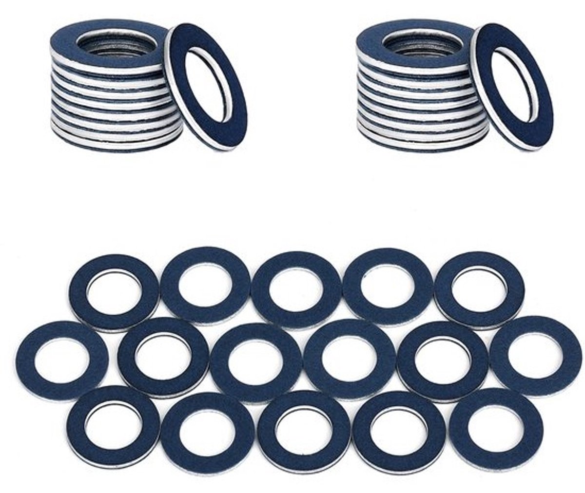 Pakking voor olieaftapplug - 15 aluminium pakkingen - Blauw