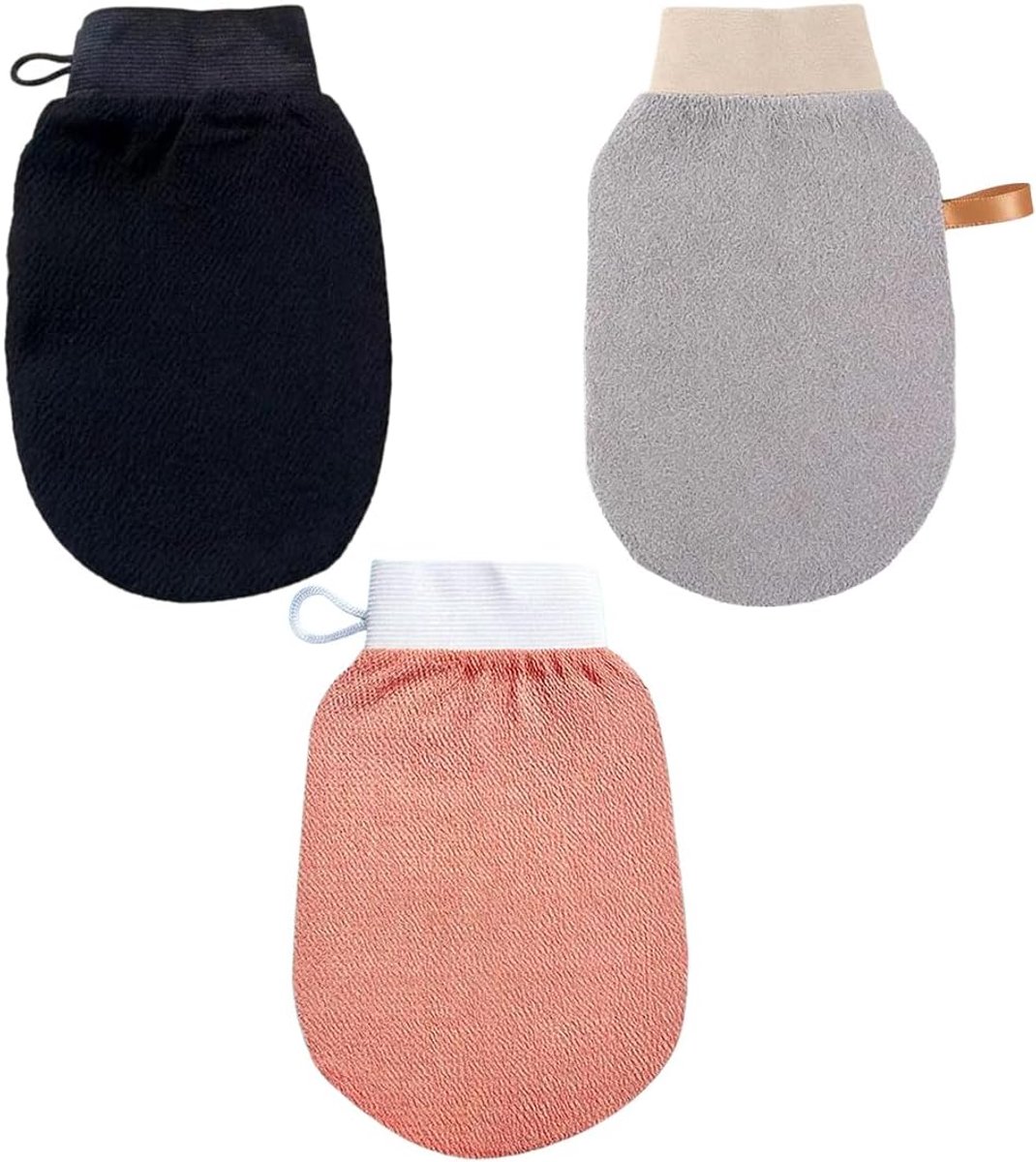 Peelinghandschoenen en handschoenen: een set van 3 peelinghandschoenen verwijdert gemakkelijk dode huidcellen en maakt ze zacht en soepel.